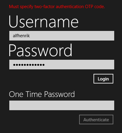 Two Factor Authentication One Time Password Prompt